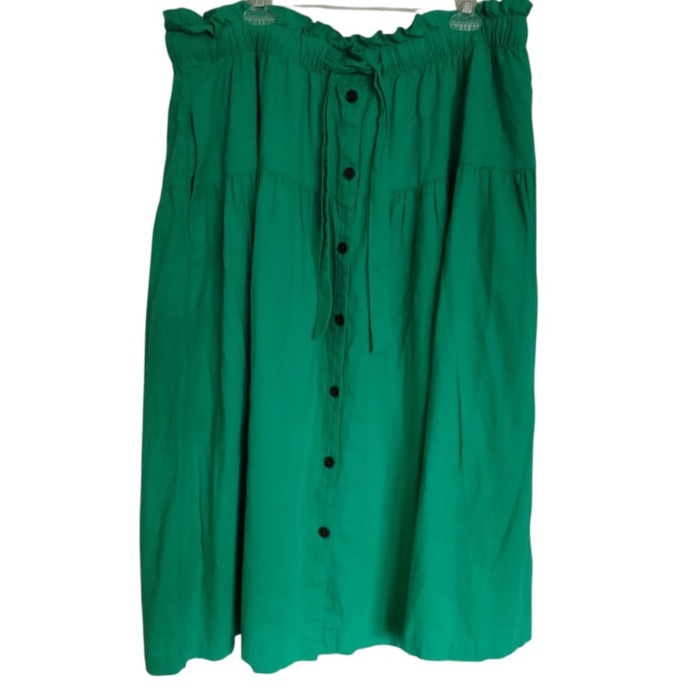 Universal Thread Green Midi Skirt with Button Front